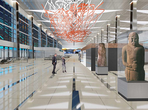 Представлены эскизы дизайна помещений аэропорта: поставят чум и каменных баб. Фото предоставлены пресс-службой аэропорта