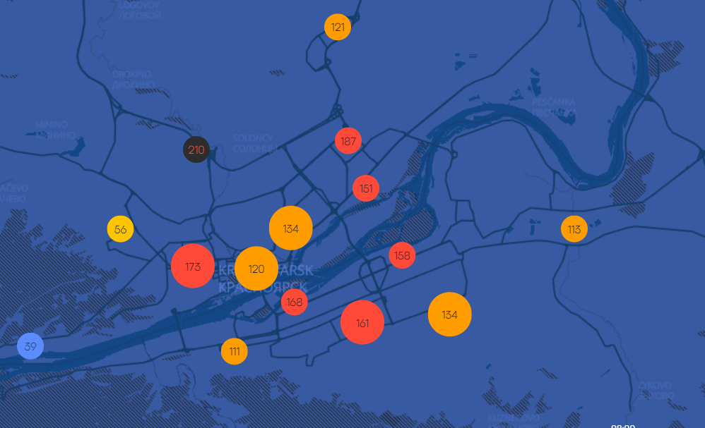 Онлайн карта загрязнения воздуха в красноярске