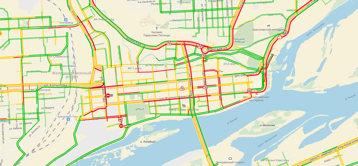 Пробки в красноярске сейчас онлайн карта смотреть