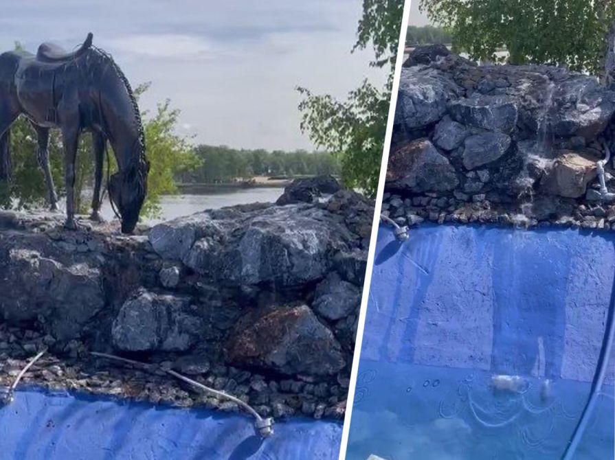 Скульптуру лошади на набережной Красноярска превратили в фонтан 