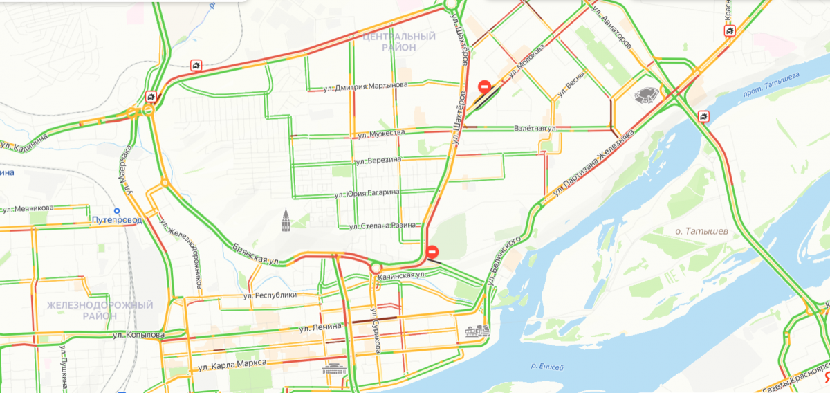 Пробки красноярск сейчас