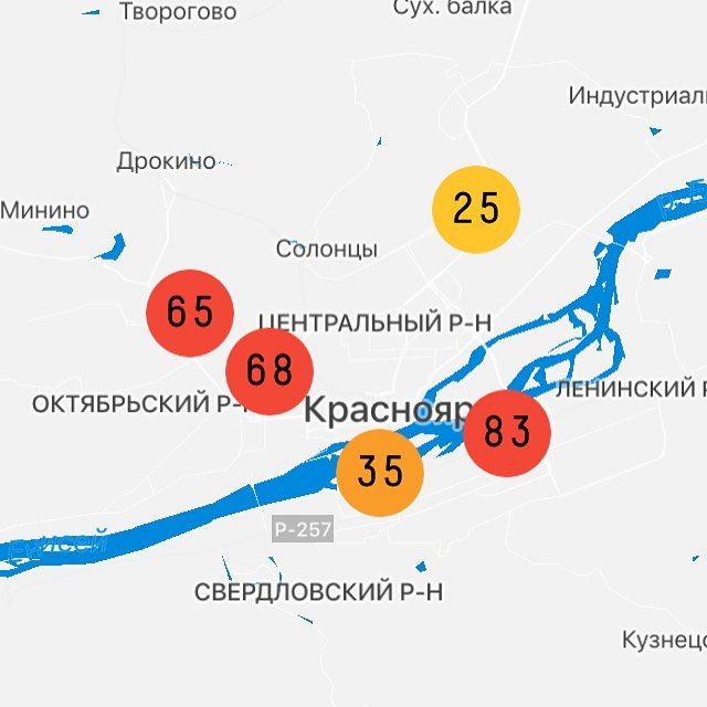 Онлайн карта загрязнения воздуха в красноярске