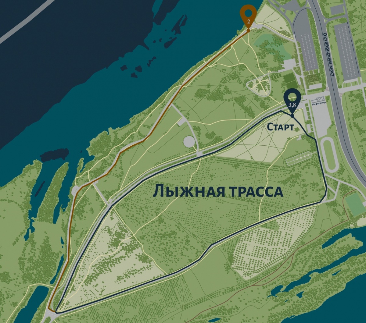 В Красноярске на территории «Татышев-парка» готова лыжная трасса протяженностью 3,8 километра