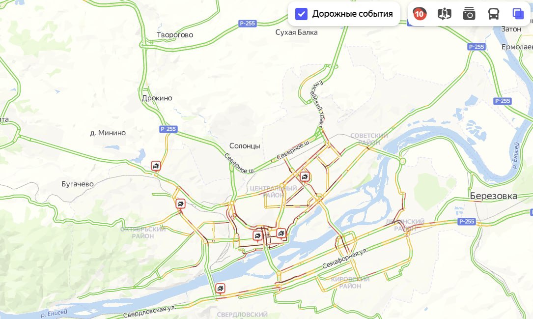 Пробки в красноярске сейчас онлайн карта