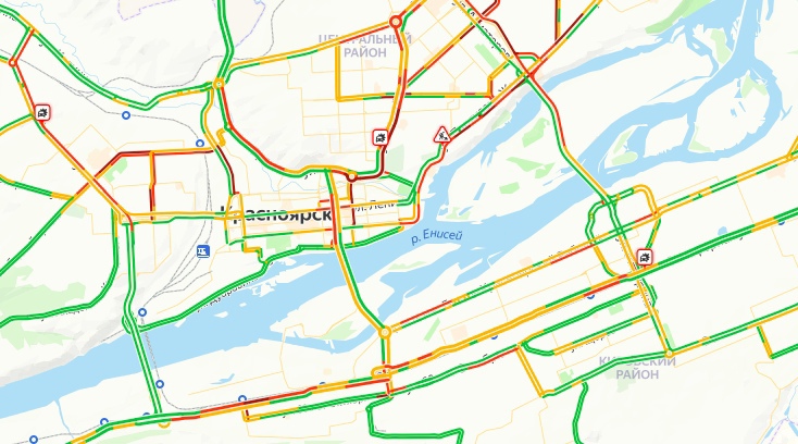 Пробки онлайн красноярск карта