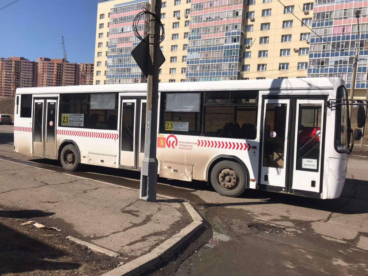 В Красноярске пешеход на остановке угодил под маршрутку