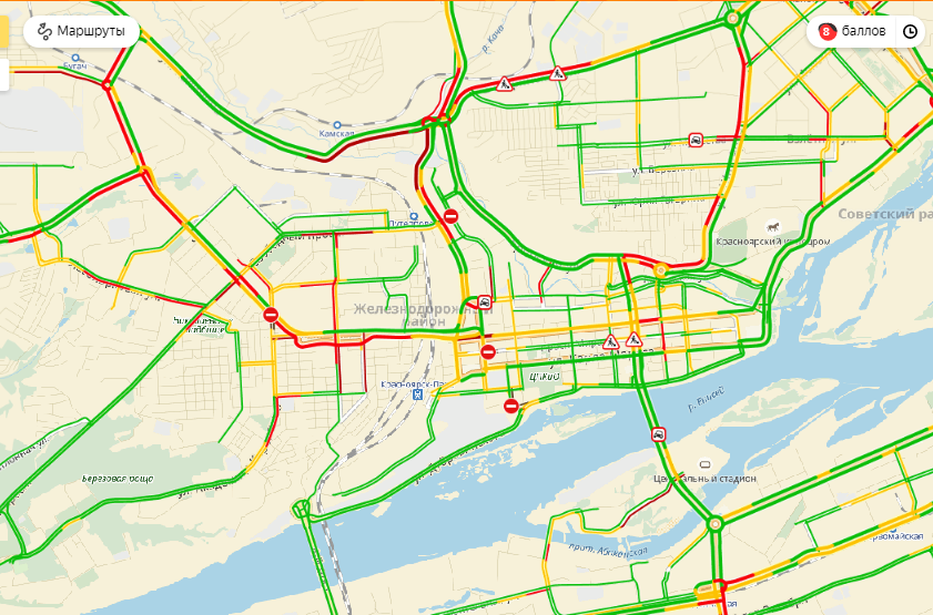 Карта пробок красноярск онлайн