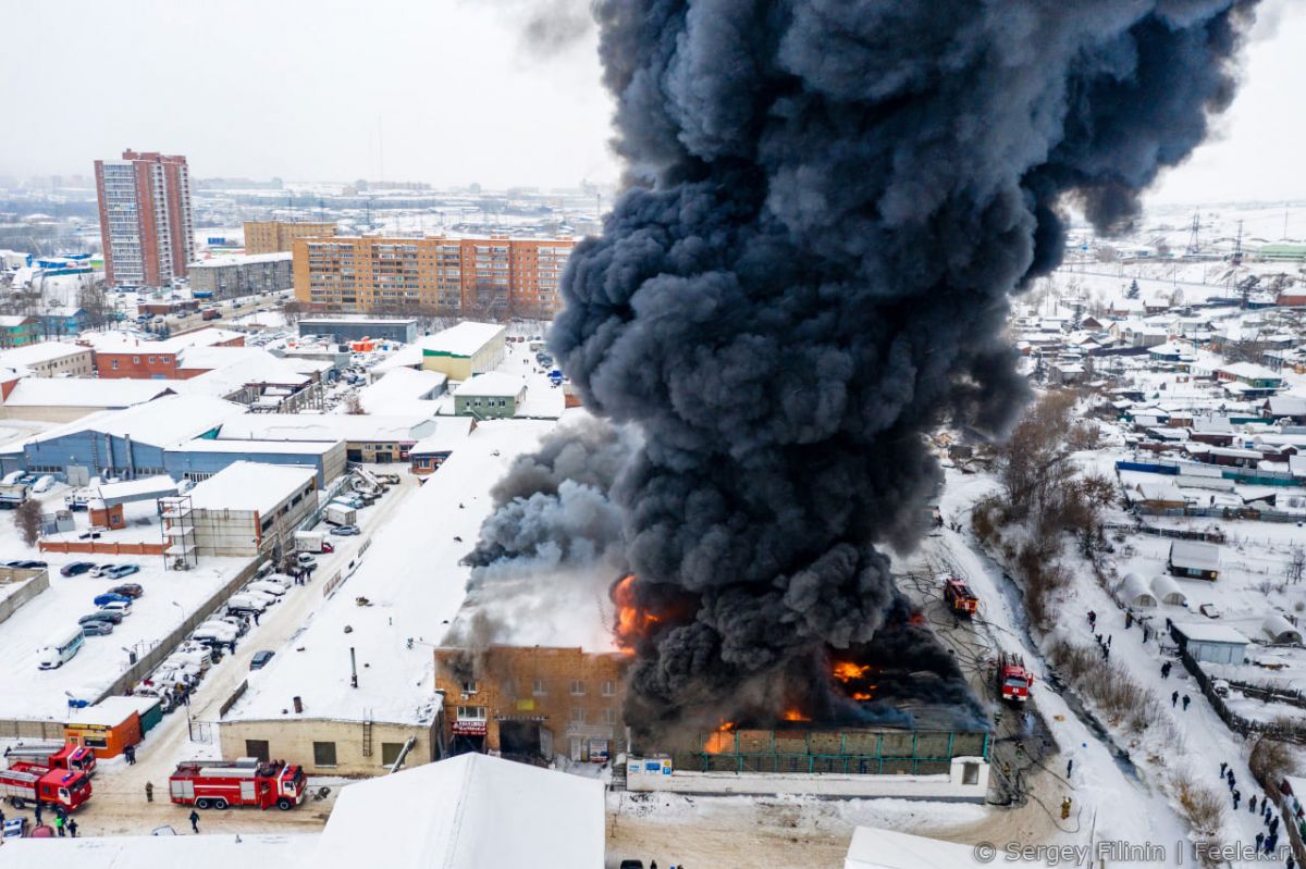 Пожар в Красноярске 3 февраля 2021 на Калинина