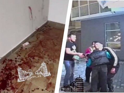 В «Преображенском» постояльцы посуточной устроили дебош и залили подъезд кровью (видео 18+). Фото и видео:Преображенский Красноярск Preo_24/ tg.me