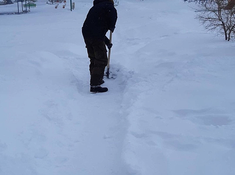 Красноярцы вышли с лопатами расчищать дворы. Фото, видео: Общественный совет мкр. Солнечный