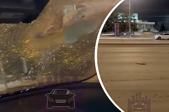 В Красноярске отлетевший люк разбил лобовое стекло китайского автомобиля