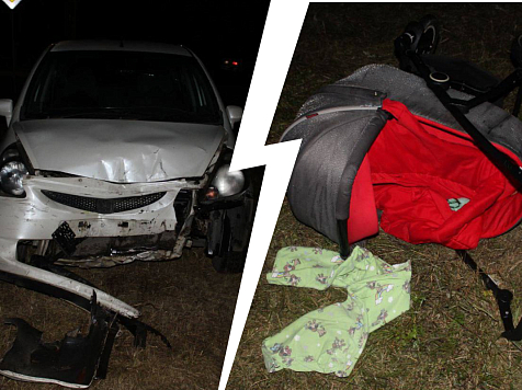 Пьяный водитель за рулем Honda Fit сбил мать с грудным ребенком в коляске. Фото/видео: ГУ МВД России по Красноярскому краю