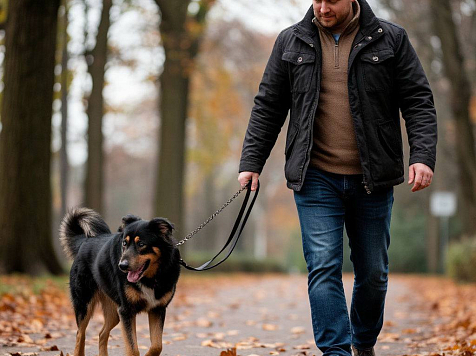 Куда жаловаться, если сосед выгуливает собаку без поводка в Красноярске?. Фото: Шедеврум