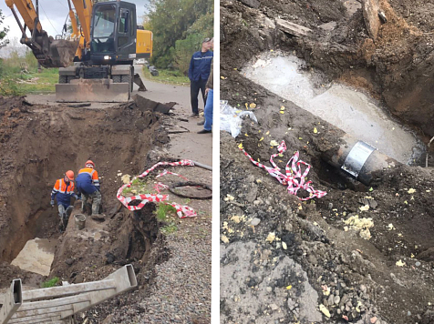 На месте обрушения склона на Никитина восстановили герметичность сетей водоотведения. Фото: КрасКом