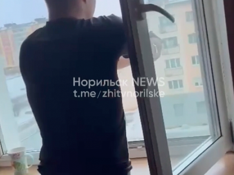Стрелявших из окна квартиры в Норильске задержали. Скриншот видео: t/me/zhitvnorilske