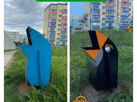 В Солнечном в Красноярске вместо мусорок появились Angry Birds. Фото: «Наш мкр. Солнечный. Красноярск»