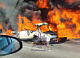 В катастрофическом ДТП под Красноярском загорелись «Жигули» и два грузовика