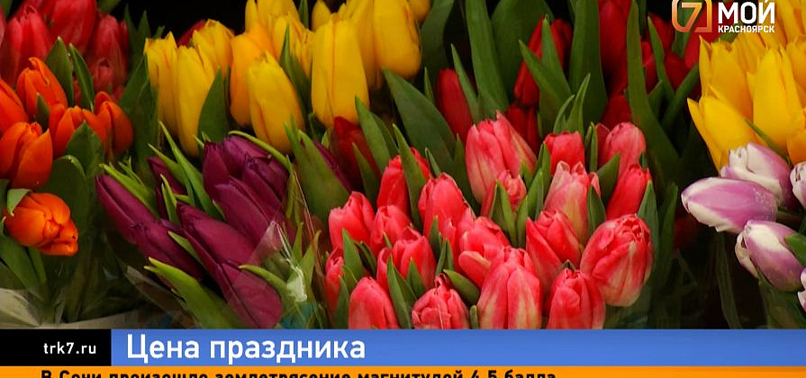 Перед 8 Марта в Красноярске открылись десятки точек продажи тюльпанов