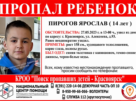В Красноярске 14-летний подросток ушел из дома на Взлетке и пропал. Фото: vk.com/poiskdeteikrasnoyarsk