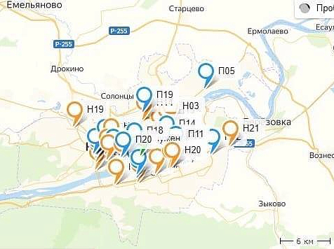 Красноярские велосипедисты сделали карту переходов в городе. Фото: Яндекс. Карты