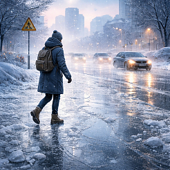 Перепады от +6 до −32: как безопасно передвигаться по Красноярску в период сильной гололедицы