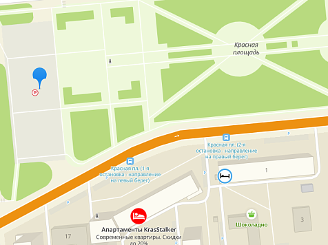 В Красноярске пройдут слушания по парковке на Красной площади. Фото: 2ГИС