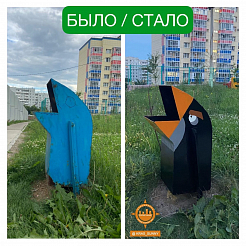 В Солнечном в Красноярске вместо мусорок появились Angry Birds