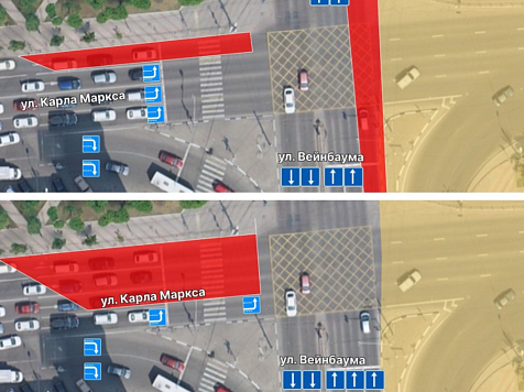 В центре Красноярска закрыли крайнюю правую полосу на Вейнбаума. Фото: мэрия Красноярска