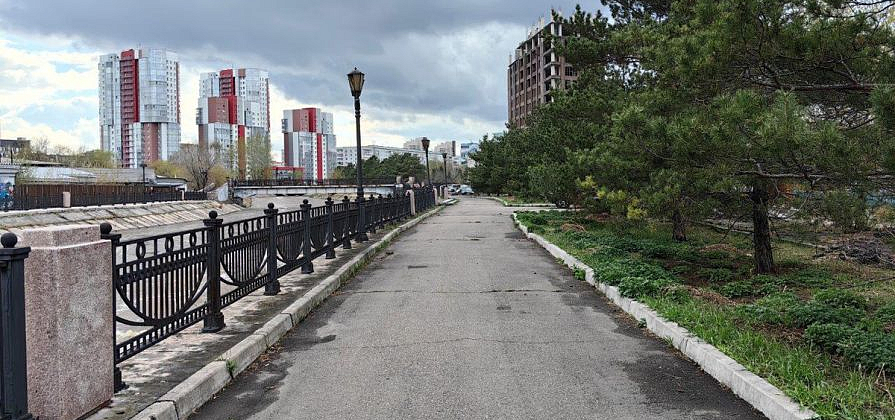 В Красноярске продолжается благоустройство набережной Качи