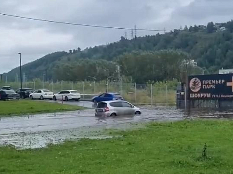 Жители трех домов в Красноярске оказались отрезаны затопленной дорогой. Фото: @yanukdasha