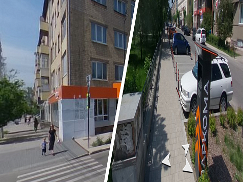 В центре Красноярска временно запрещают остановку машин из-за ресторанного пикника . Изображения: «Яндекс Карты»