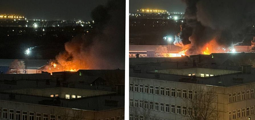 Огненная ночка в Красноярске: крупный пожар уничтожил гаражные боксы