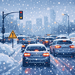 Февральские пробки и дороги: где быть особенно внимательными в Красноярске