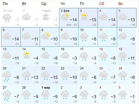 В Красноярске февраль пройдет без резких похолоданий. Фото: gismeteo.ru