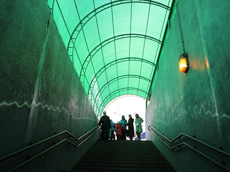 На красноярской улице Александра Матросова обновили крышу подземного перехода с двух сторон . Фото: УДИБ