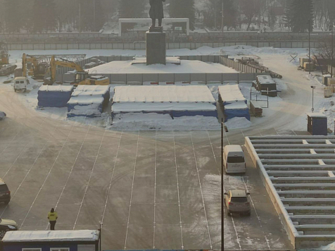 В Красноярске площадь Революции начали готовить к строительству котлована для будущего метро. Фото: Красноярское метро / t.me