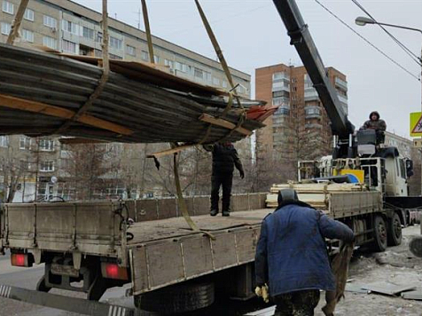 На улице Павлова в Красноярске сносят павильоны. Фото: admkrsk.ru