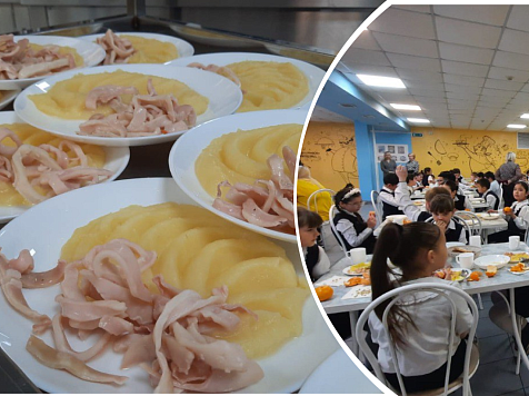 В красноярской школьной столовой детям на обед подают кальмаров и курицу по-тайски. Фото: главное управление образования администрации Красноярска