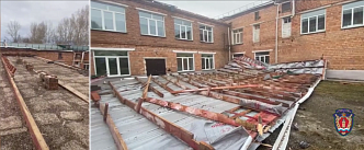 В Ужурском районе ветер со школы сорвал новую крышу