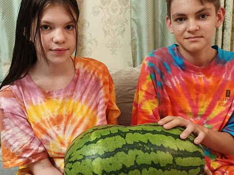 Семья из Красноярского края вырастила 10-килограммовый арбуз. Фото: Инна Чернова