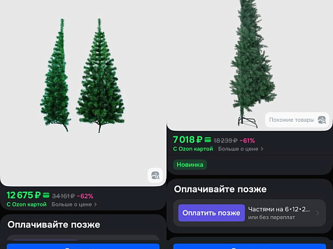 Красноярским жителям гостинок на радость: на маркетплейсах теперь можно купить половину новогодних ёлок. Фото: Ozon