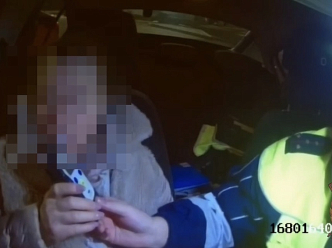 Нетрезвая жительница Красноярска протаранила светофор на улице Брянской. Фото: Госавтоинспекция Красноярского края