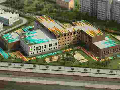 Водники разрешили мэрии засыпать Енисей грунтом для школы на Южном берегу. Эскиз: krasgp.ru